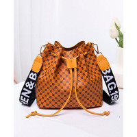 Drawstring Letter Band Bucket Bag - yellow