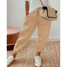 Drawstring Pocket Design Causal Pants - Apricot