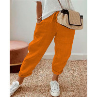 Drawstring Pocket Design Causal Pants - orange