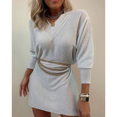 Drop Shoulder Glitter Sweater Dress - style1