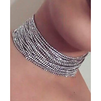 Exaggerated Multi-layer Full Shiny Choker - silver