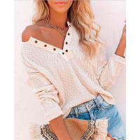 Eyelet Long Sleeve Casual Top - white