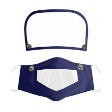 Face Mask With Clear Window Visible Expression For Lip Reading With Eyes Shield - dark blue