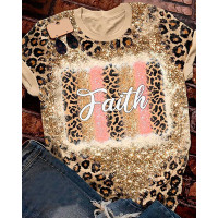 Faith Leopard Print Casual T-shirt - Multicolor