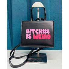 Fashion Letter Print Tote Bag - black