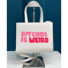 Fashion Letter Print Tote Bag - white