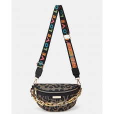 Fashionable Chain Decor Band Strap Fanny Pack - black