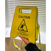 Fashionable Warning Sign Shaped Crossbody Bag - yellow