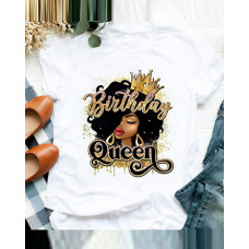 Figure Letter Crown Print Casual T-shirt - white