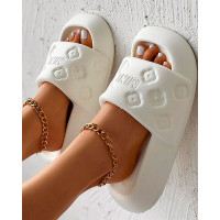 Floral Letter Pattern EVA Soft Slippers - white