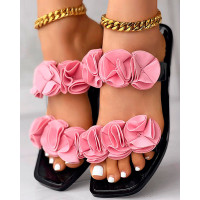 Floral Pattern Double Strap Slippers Outdoor Sandals - pink Floral Pattern Double Strap Slippers Outdoor Sandals - pink