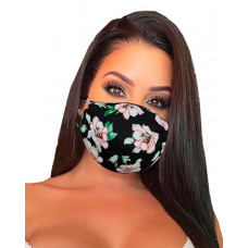 Floral Print Breathable Mouth Mask Washable And Reusable - black