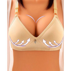 Floral Print Buckled Leaf Pattern Wireless Lifting Bra - nude