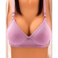 Floral Print Buckled Leaf Pattern Wireless Lifting Bra - purple