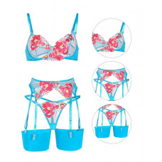 Floral Print Strap Bra With Panties Suit Sets - style1