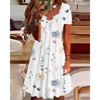 Floral Print Tied Detail Casual Dress - white