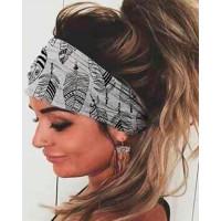 Floral Wide Yoga Sports Headband - white