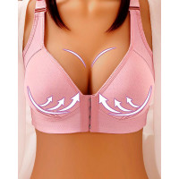 Front Closure Breathable Push Up Bralette - pink