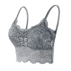 Full Coverage Scallop Trim Wireless Lifting Bralette - gray