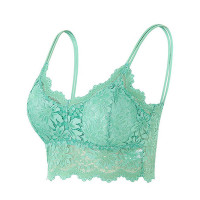 Full Coverage Scallop Trim Wireless Lifting Bralette - green