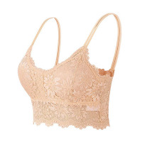 Full Coverage Scallop Trim Wireless Lifting Bralette - nude