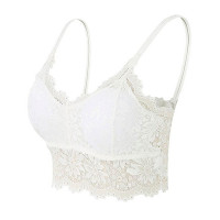 Full Coverage Scallop Trim Wireless Lifting Bralette - white