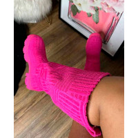 Fuzzy Platform Warm Boots - hot pink