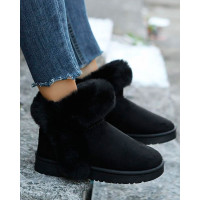 Fuzzy Trim Tassel Lined Snow Boots - black