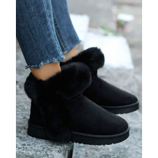 Fuzzy Trim Tassel Lined Snow Boots - black