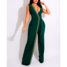 Geo Tape Patch Buckle Detail Jumpsuit - green