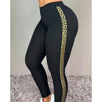 Geo Trim High Waist Skinny Pants - black