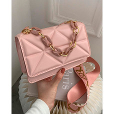 Geometric Flap Satchel Bag - pink