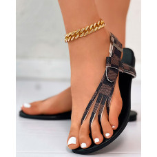 Geometric Multi Strap Toe Post Sandals - brown