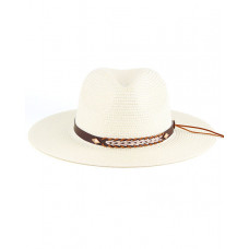 Geometric Pattern Wide Brim Straw Hat - white