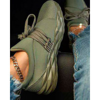 Geometry Pattern Lace-up Casual Sneaker - green