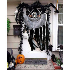 Ghost Halloween Decorations Hanging Scary Creepy Grim Reaper For Halloween Party Haunted House KTV Bar Decorations - black