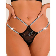 Glitter Multi Strap Thong Panty - black