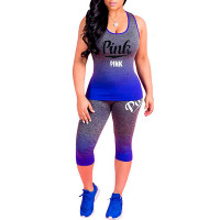 Gradient Color Sport Tank Top & Leggings Set - orange