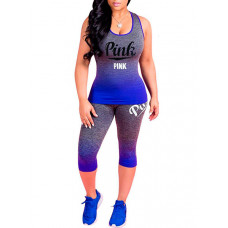 Gradient Color Sport Tank Top & Leggings Set - orange