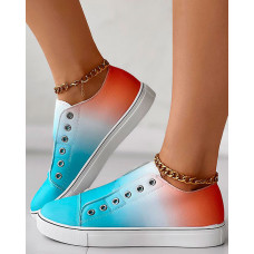 Gradient Eyelet Slip On Canvas Sneakers - Multicolor