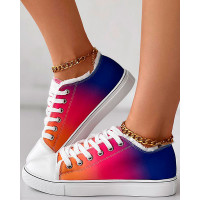 Gradient Raw Hem Canvas Sneakers - Multicolor