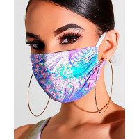 Graphic Print Breathable Mouth Mask Washable And Reusable - blue