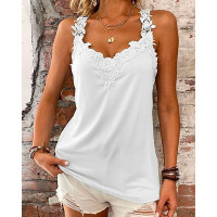 Guipure Lace Casual Tank Top - white