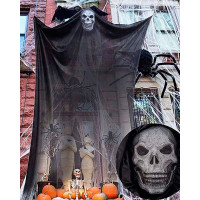 Halloween Black Creepy Cloth-Spooky For Haunted House Halloween Party Doorway Outdoors Decoration - black