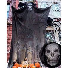 Halloween Black Creepy Cloth-Spooky For Haunted House Halloween Party Doorway Outdoors Decoration - black