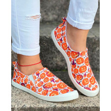 Halloween Canvas Slip On Sneakers - orange