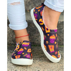 Halloween Canvas Slip On Sneakers - purple