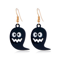 Halloween Cartoon Ghost Pattern Drop Earrings - black