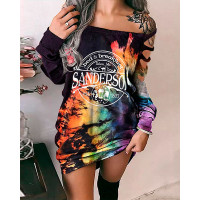 Halloween Graphic Print Off Shoulder Sweatshirt Dress - black