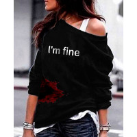 Halloween Letter Blood Print Long Sleeve Sweatshirt - black